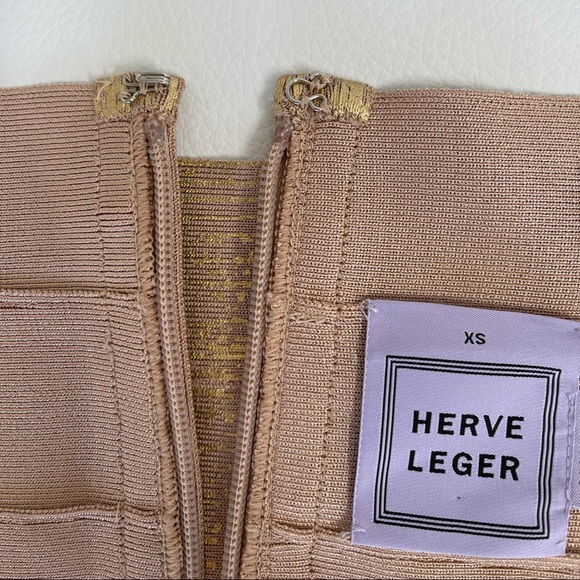 Herve Leger Gold Metallic Bandage Skirt Size XS - Picture 6 of 7